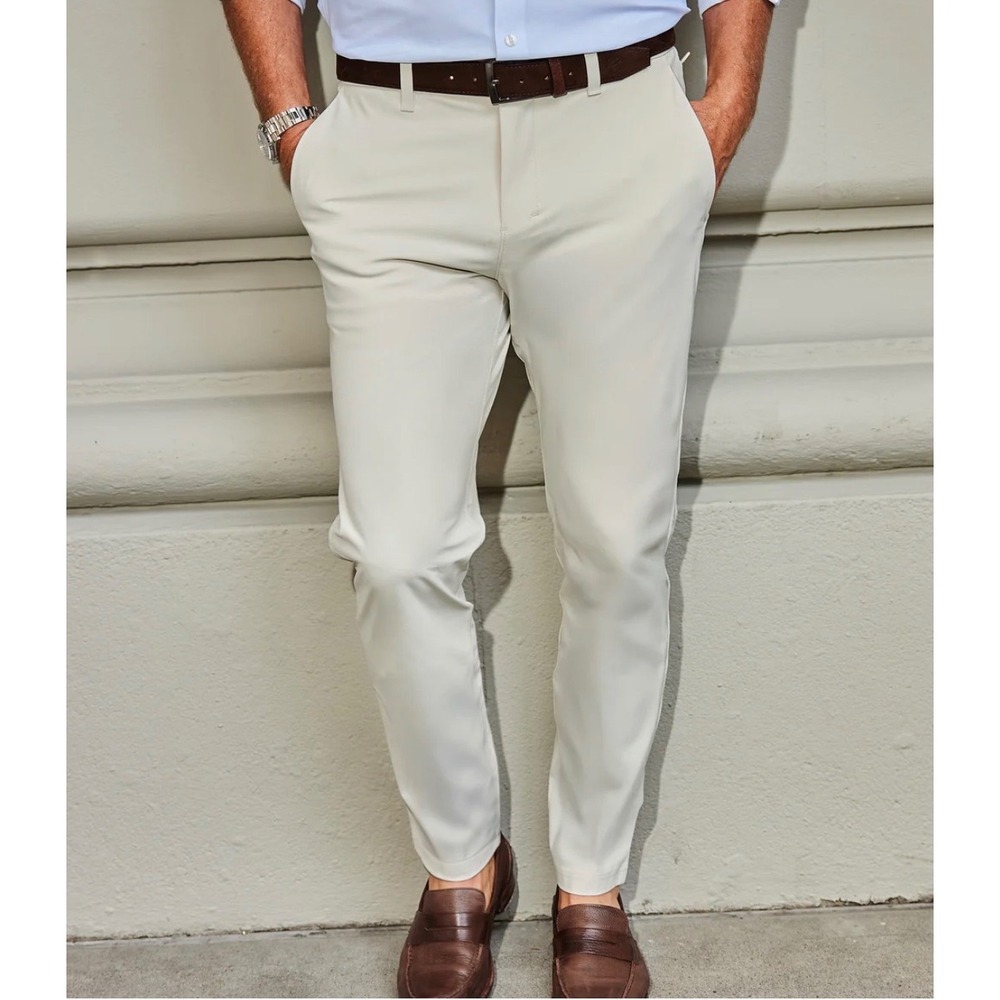 Collars & Co Men Size 32x32 Apex Tech Pant Ivory Stretch Performance Chino New